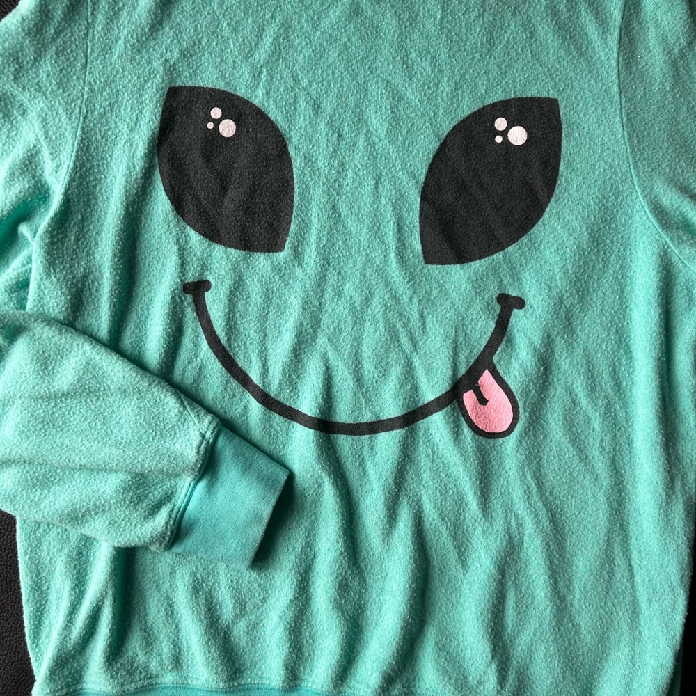 Teal Alien Face Sweatshirt